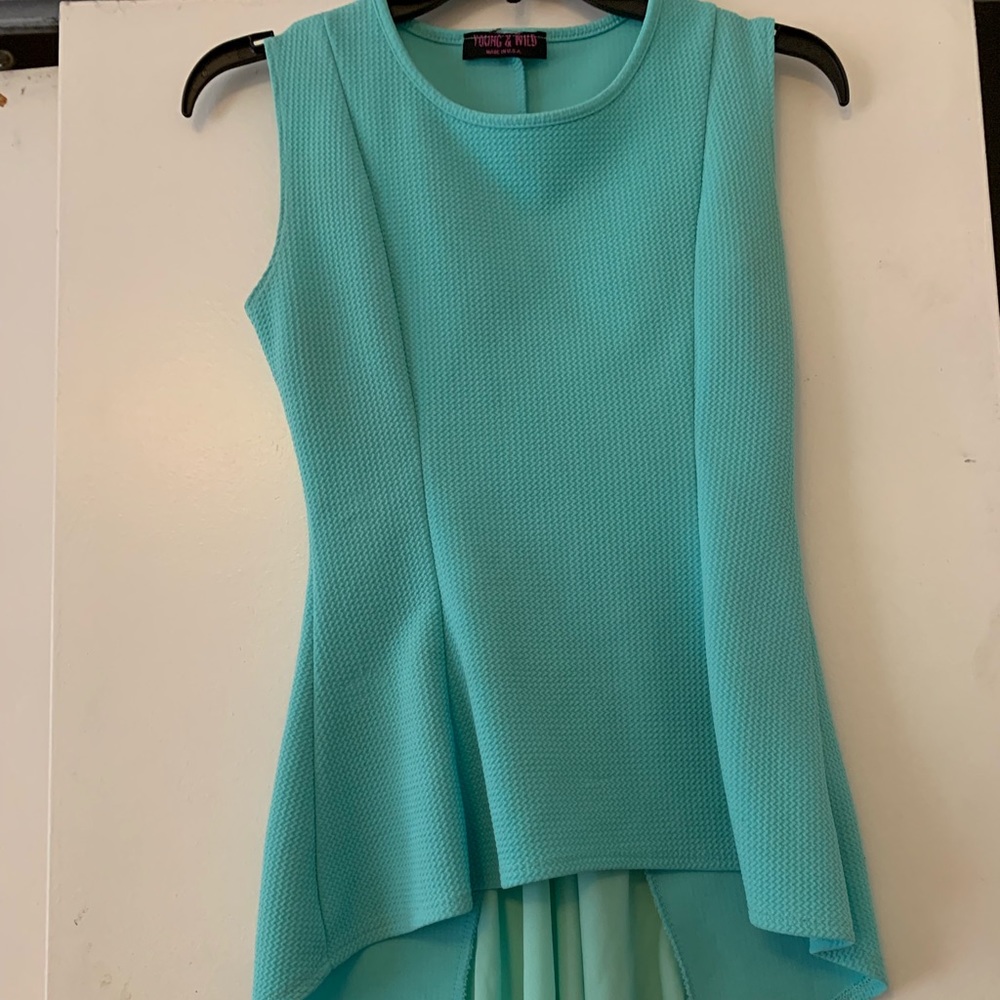 teal flowy tank top